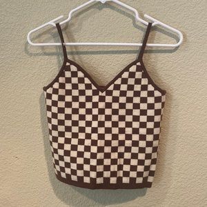 Kori Checkered Crop Tan Top